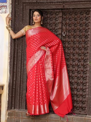HAIDER ALI AND SONS Silk Saree for Women | Traditional Saree Banarsi Design with Blouse Piece for Women & Girls | Art Silk saree 6.50 Meters (Saree - 5.50 Mtrs, Blouse Piece - 100 Cms) |