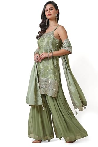 Soch Women's Tissue Salwar Suit (OWA4CD21030A_Sap Green