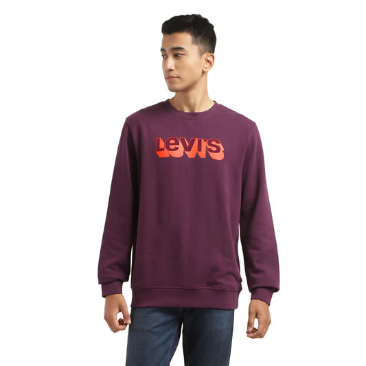 Levi's Men's Typography Maroon Crew Neck Sweatshirt