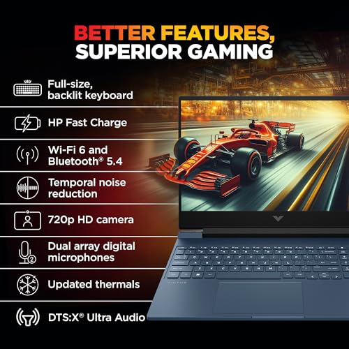 HP Smartchoice Victus, AMD Ryzen 7 7445HS, 6GB RTX 4050, 16GB DDR5(Upgradeable) 512GB SSD, 144Hz, IPS, 300 nits, 15.6''/39.6cm, Win11, Office24, Blue, 2.29kg, fb3130AX/3118AX, Gaming Laptop