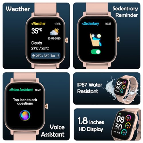 sekyo 'Spark' Kids Smart Watch | Activity Tracker, Games, Class Mode, Parent Control App, Good Habit App, Waterproof, Alarm, Calculator, Calendar, Flashlight, Stopwatch (Pink)