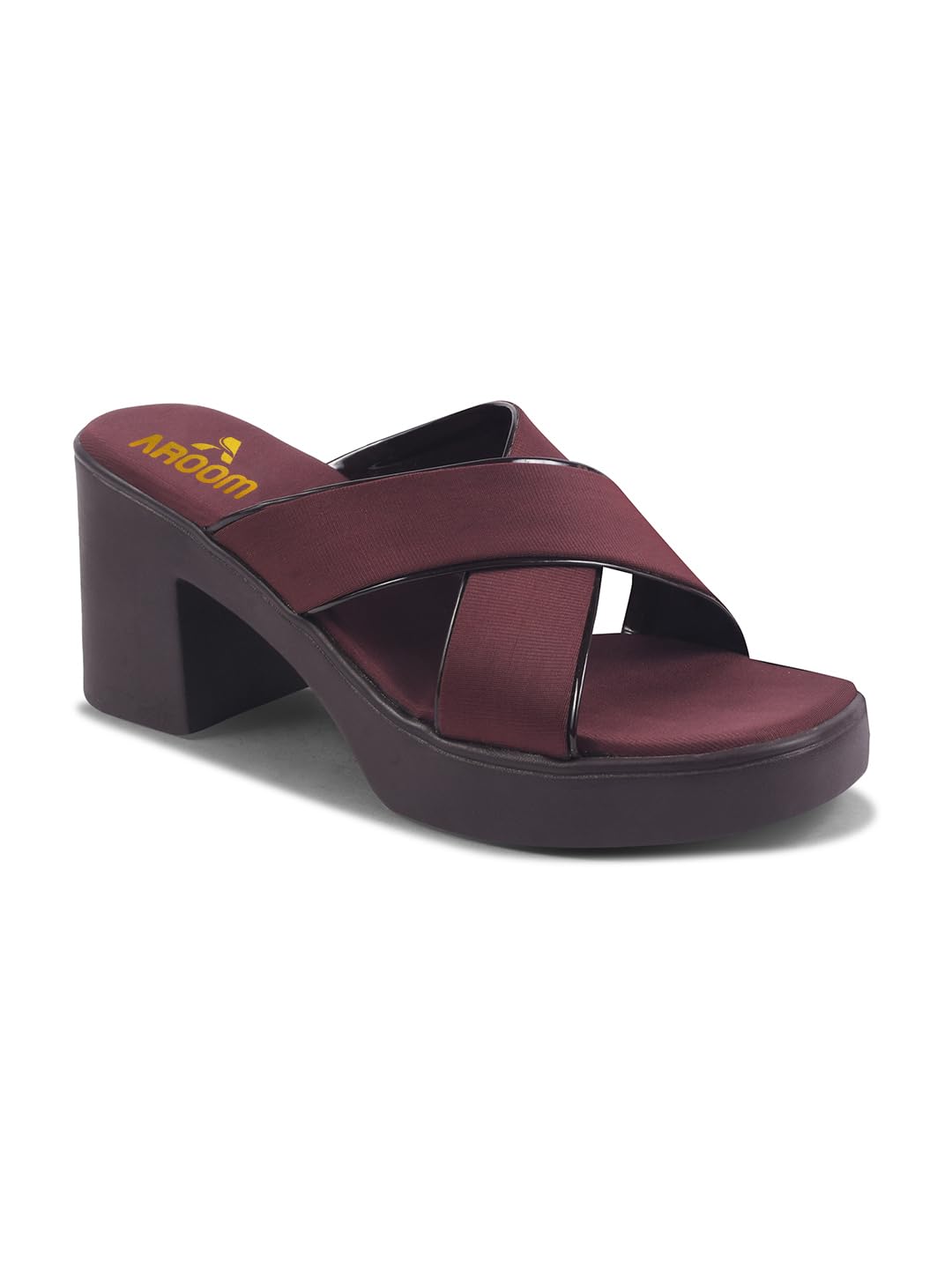 AROOM Women Block Heel sandals Comfort and Soft Block Heel Slippers for Girls (Brown, UK Footwear Size System, Adult, Women, Numeric, Medium, 7)
