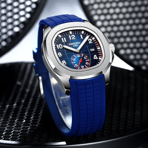 NIBOSI Watches For Men Fashion Business Casual Men's Watch Waterproof Chronograph Date Men Wrist Watch Stainless Steel Strap, Dial_Black