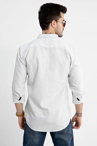 SNITCH Cotton Lining Regular Fit Shirt for Men (White, XXL)