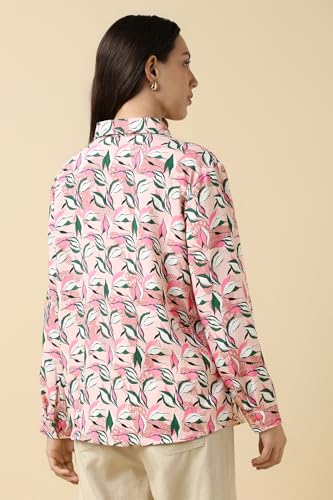 Allen Solly Women Pink Printed Long Sleeves Shirt