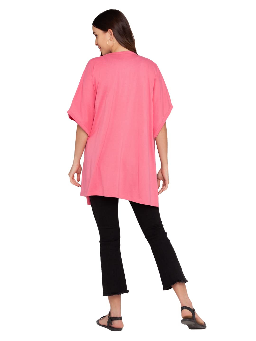 Zink London Pink Solid Women's Shrug