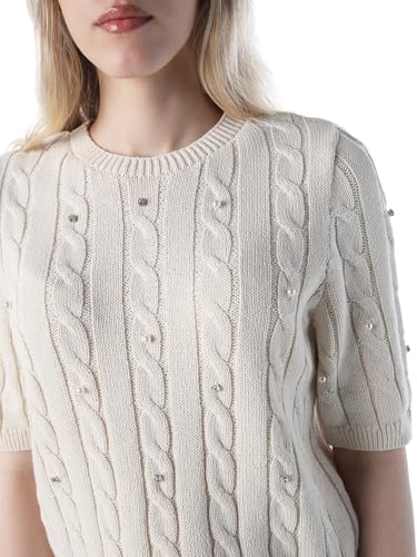 ONLY Women's Self Design Regular Fit White Sweater