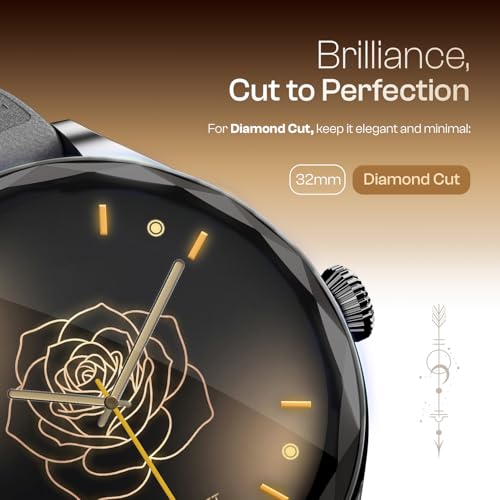 Fire-Boltt Phoenix Aura Women Smart Watch with 1.26” Diamond-Cut HD Display, Rotating Crown, Wireless Charging, Bluetooth Calling, Voice Assistant, 120+ Sports Modes - Slate Grey