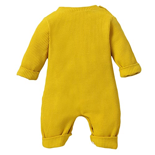 Hopscotch Boys Text Print Full-Sleeve Bodysuit In Yellow Color for Ages 0-3 Months