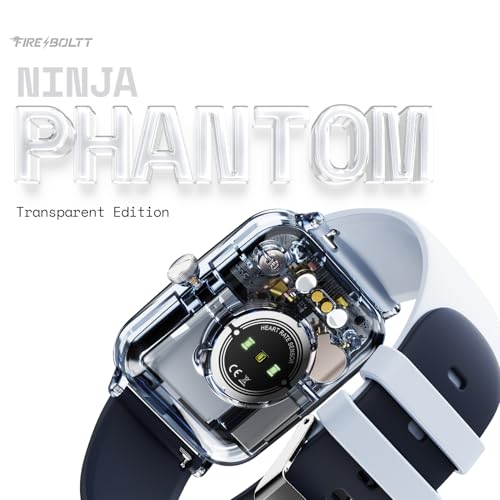 Fire-Boltt Ninja Phantom Smart Watch 1.83” Display, Transparent Clear Body Design, Bluetooth Calling, 120+ Sports Modes, Voice Assistant, AI Outfit Watch Face Smartwatch for Men & Women Stealth Navy
