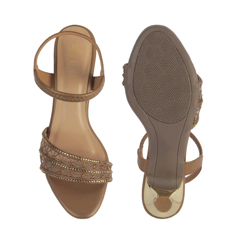 tresmode Glitz Women's Bronze Dress Heel Sandals in Size 4 UK / 37 EU