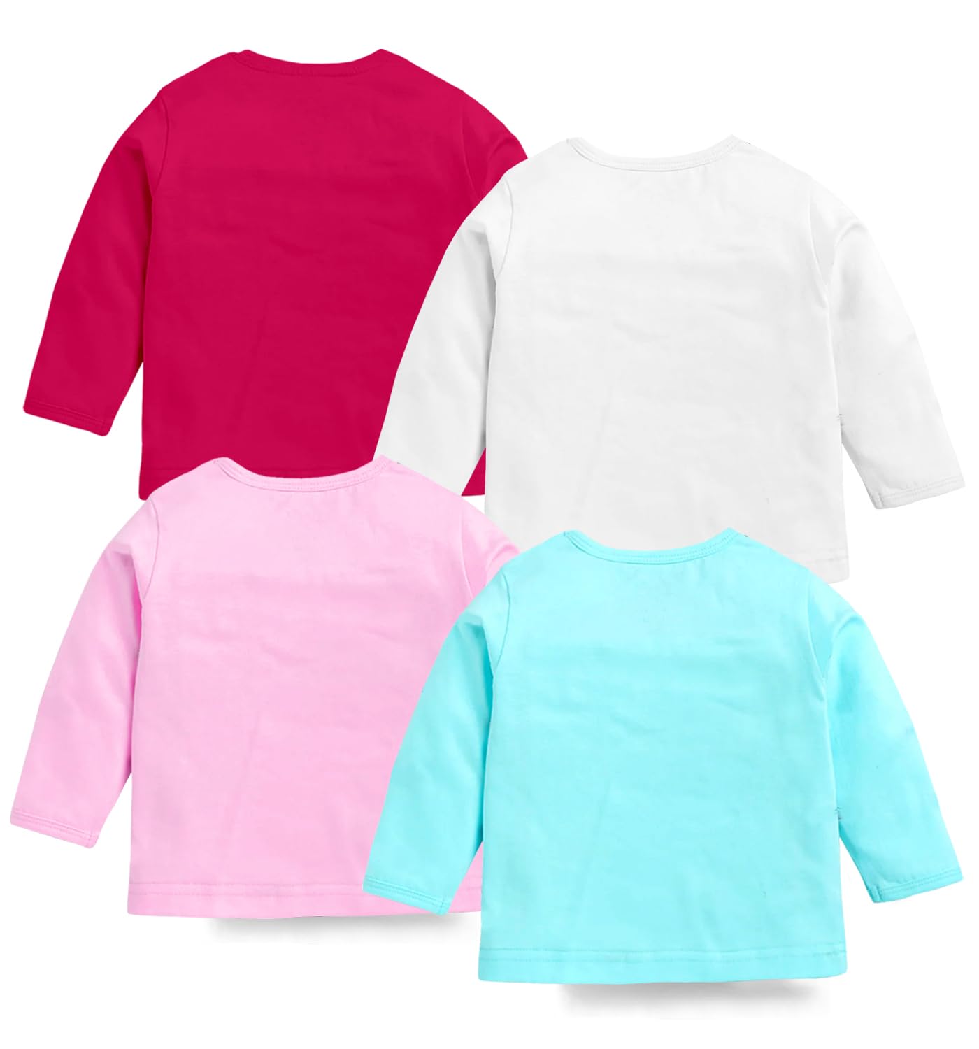 Kuchipoo Girls Regular Fit Full Sleeves Cotton T-Shirts (KUC-TSHRT-424, 3 to 4 Year, Multi-Colored)