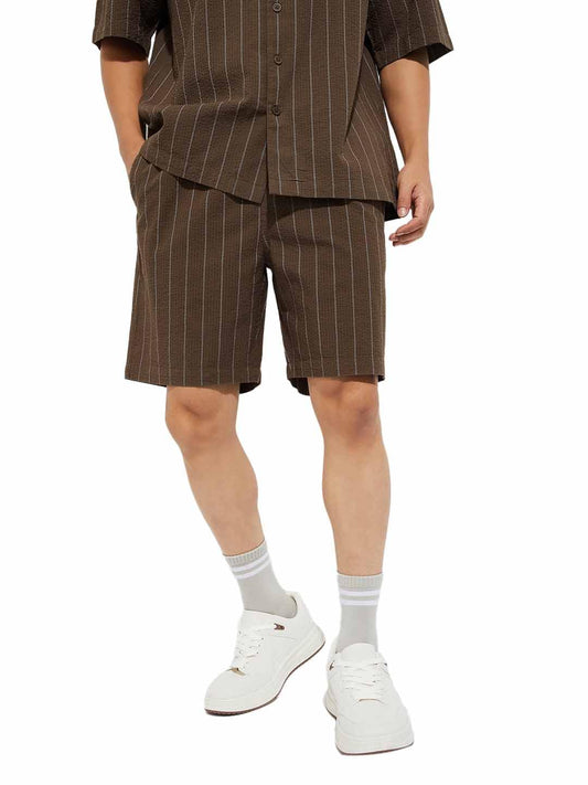 Max URB_N Men Striped Shorts (Brown_L)