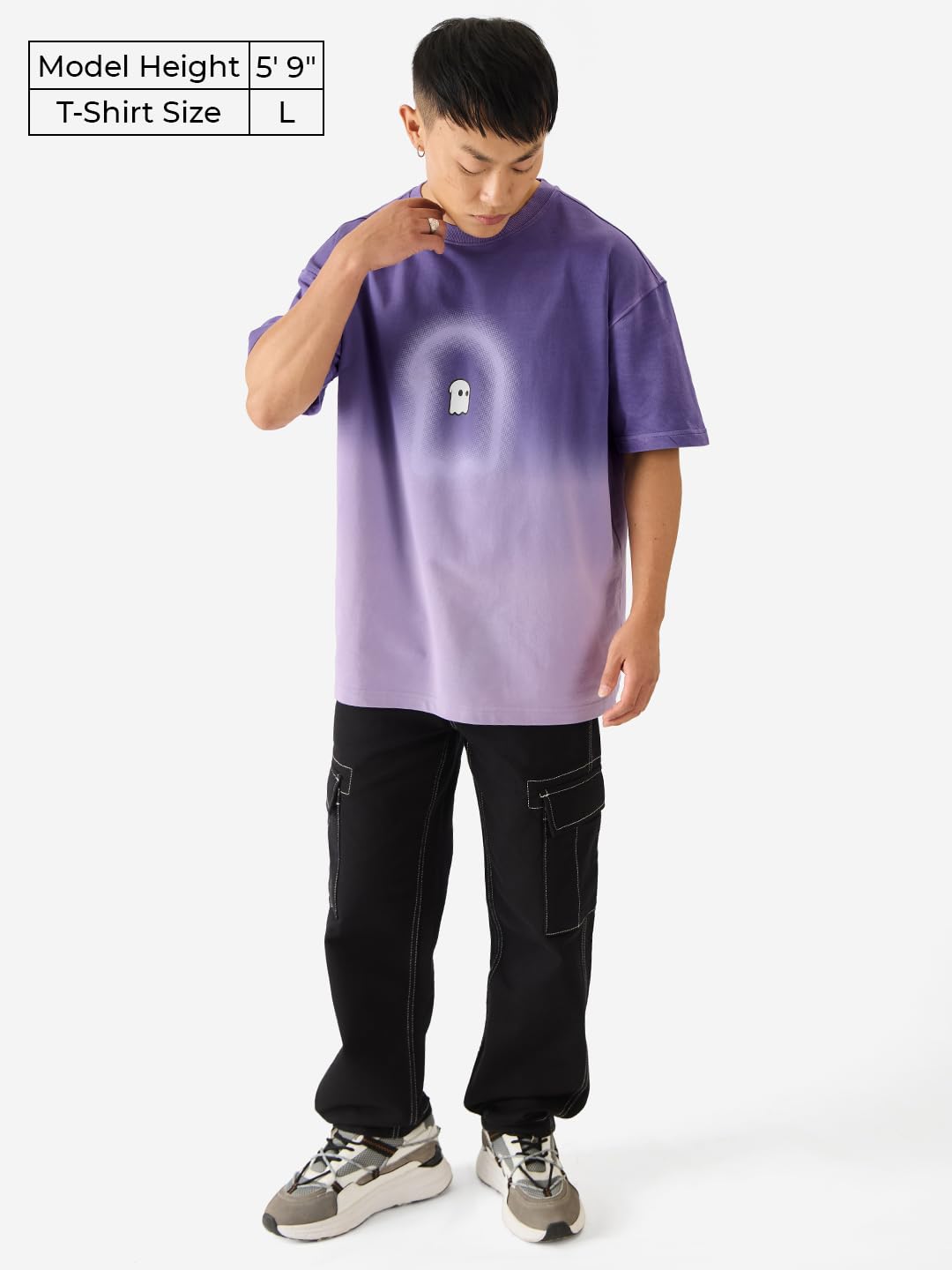 The Souled Store Mr. Soul Men and Boys Short Sleeve Round Neck Purple Graphic Printed Cotton Oversized T-Shirts