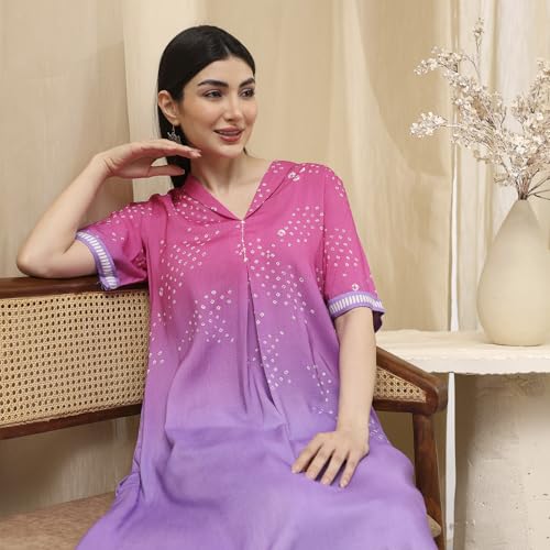Biba Women Lilac and Pink Printed Straight Co-ord Set_42