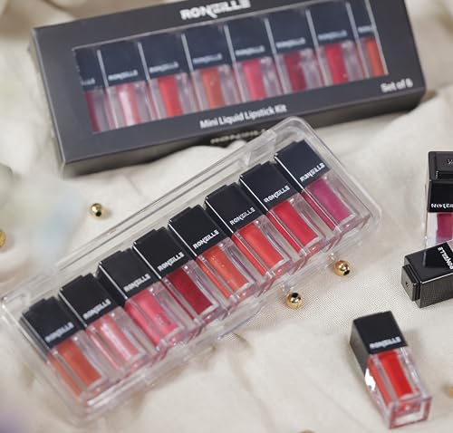 Ronzille Tinted Lip Gloss Non Sticky & Non Drying Formula, Long Lasting Moisturizing-Set of 8
