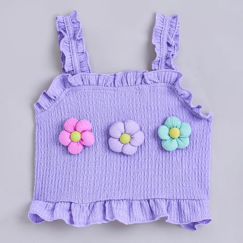 Hopscotch Girls Sleeveless Embellished Lavender Color Short set (3-4 Years)