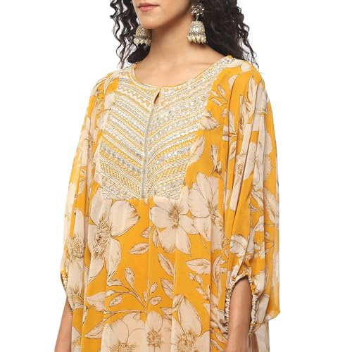 BIBA Women Polyester Printed Suit Set (Yellow)