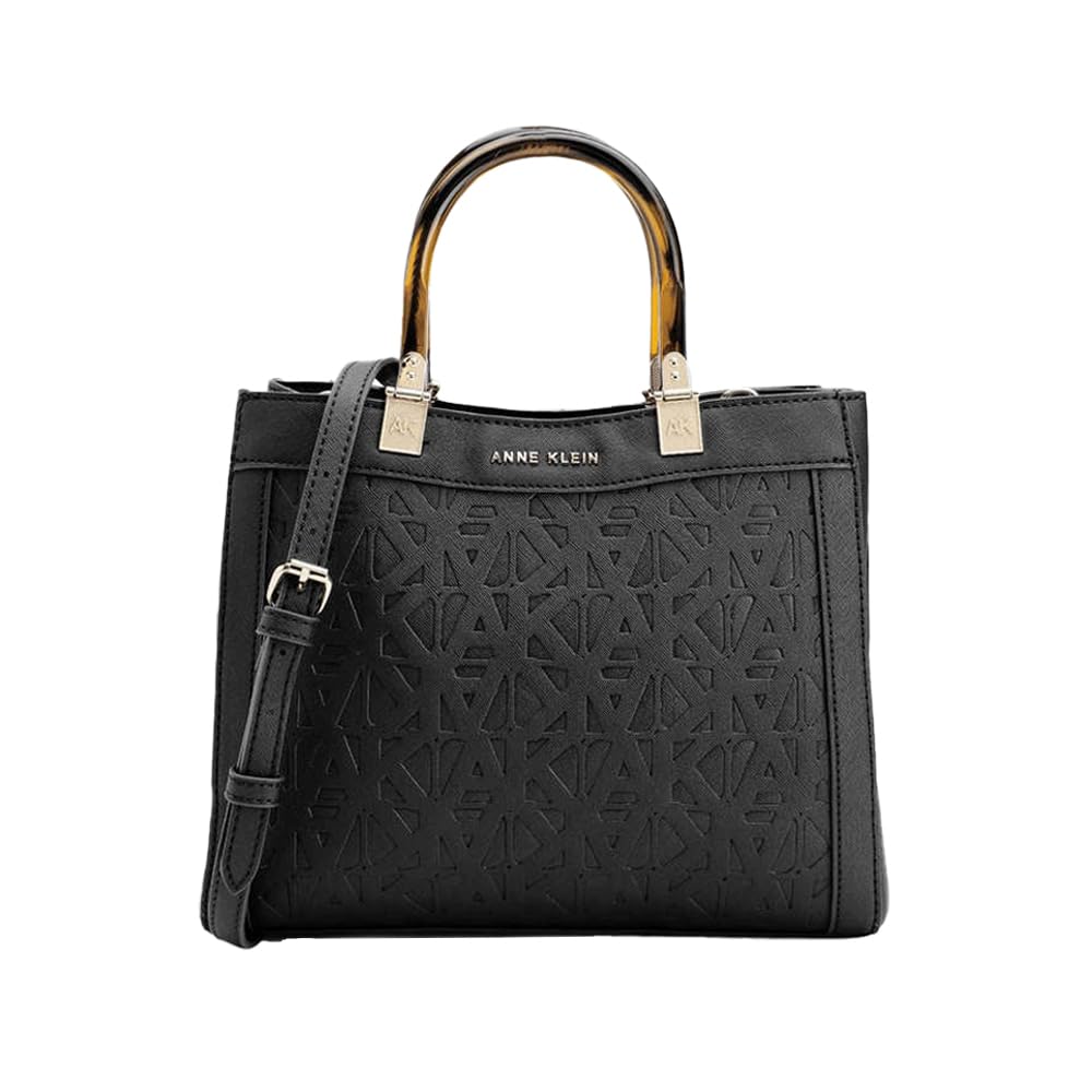 Anne Klein Faux Leather Zipper Closure Women's Satchel Bag (Brown, XL)