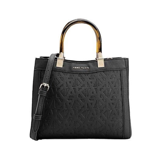 Anne Klein Faux Leather Zipper Closure Women's Satchel Bag (Brown, XL)