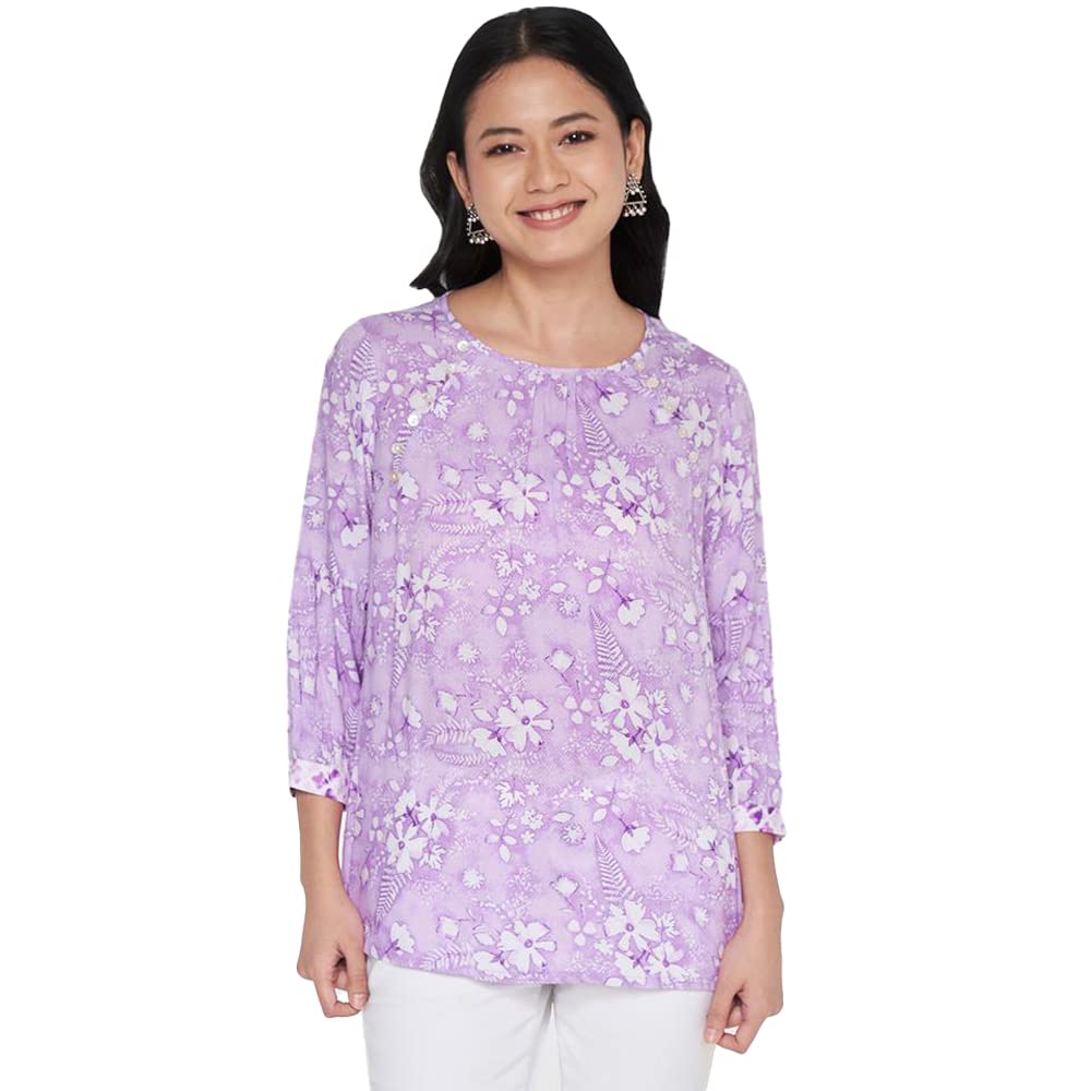 global desi Women's Regular T-Shirt (SS22GH116TPMD_Lilac XL)