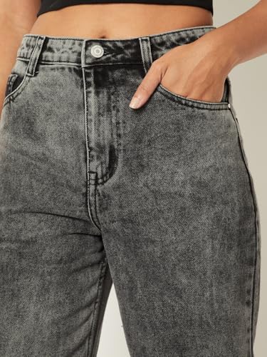 Max Women Washed Straight Fit Jeans (Black_32)