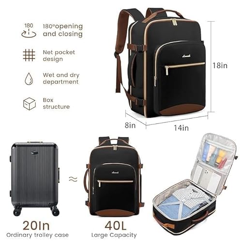 HEERMAX Large Travel Backpack Carry Bag for Men & Women ? Multi-Compartment Luggage Bag with Shoe Compartment, Laptop Sleeve & Bottle Holder,Travel Bag for Office, Gym & Trips