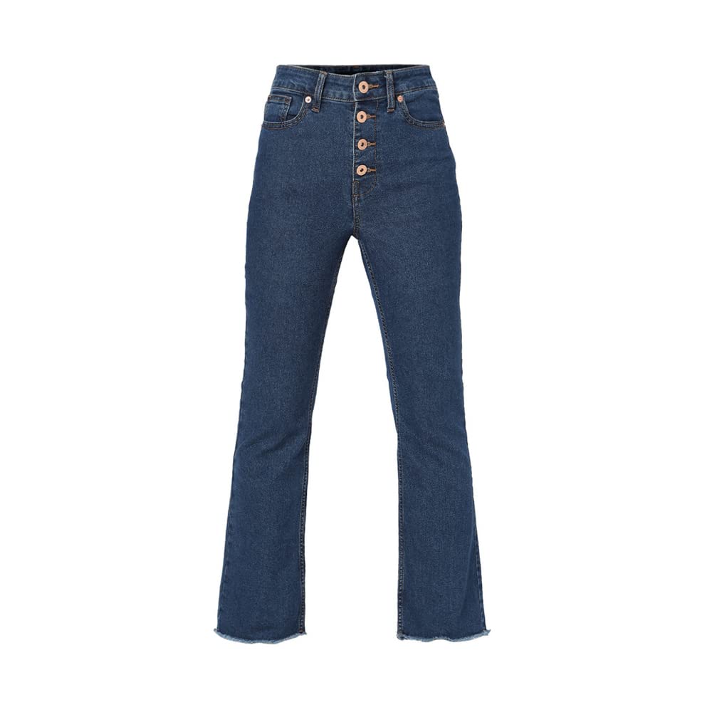 VERO MODA Women Solid Dark Blue Cotton-Organic Bootcut Fit High-Rise Jeans