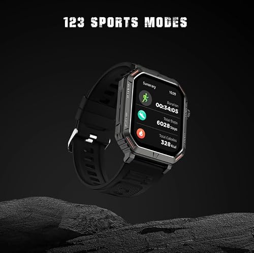 Fire-Boltt Commando 49.5mm (1.95) AMOLED Smart Watch, 123 Sports Modes, Bluetooth Calling Smartwatch (Black)