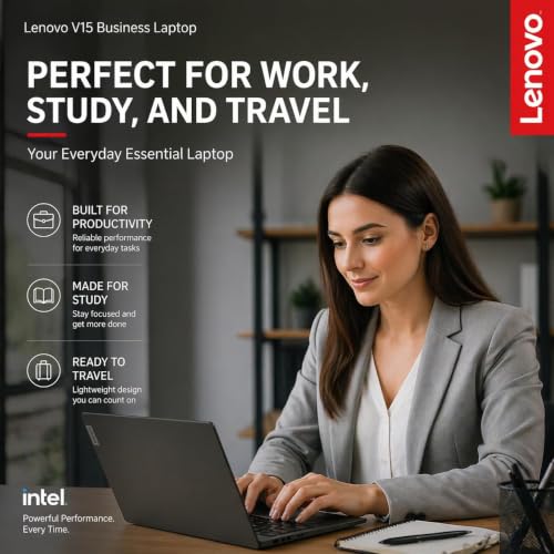 Lenovo 15.6" FHD Laptop for Student with Office 365, 16GB DDR5 RAM, 512GB PCIe SSD, Intel Quad-Core Processor, Copilot AI, WiFi 6, Bluetooth, USB-C, HDMI, Fast Charging, Long Battery, Windows 11