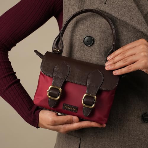Theater Explorer Tweed Maroon Crossbody Duffle Bag for Women | Structured Elegant Shoulder Bag |with Adjustable & Detachable Strap | Everyday Handbag for Casual & Work Use