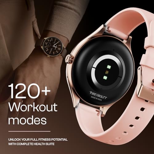 Fire-Boltt Phoenix Air Smart Watch 1.26” Round Display, Rotating Button, Wireless Charging, Ultra Lightweight Metal Body, Bluetooth Calling, Smartwatch with Silicone & Mesh Steel Straps Petal Pink