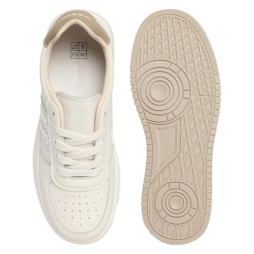 ROSEMEAD Women Casual Sneaker Shoes | Stylish and Comfortable | Lace-Up Style Offwhitebrown_UK- 7