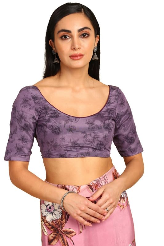 Soch Womens Purple Crepe Floral Print Saree