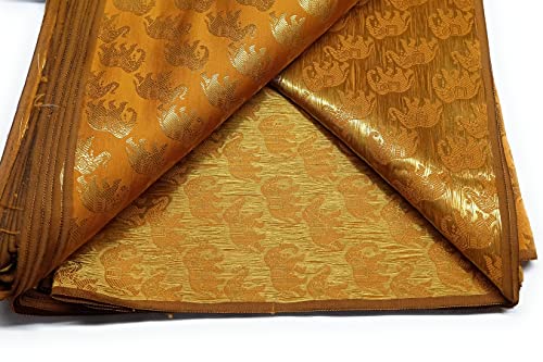 Colovila Women/girls Ethnic Unstitched Brocade Poly Silk With Golden Jacquard Work Fabric/Cloth/Dress Material For Suit, Lehnga, Blouse, Kurti, Thakur Poshaak etc. (Mustard Yellow, 5 Meter)