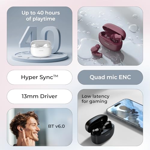 Noise Newly Launch Buds Play Truly Wireless Earbuds with 40H of Playtime, Quad Mic with ENC, Low Latency for Gaming (Up to 50 Ms), 13mm Driver, BT V6.0(Charcoal Black)