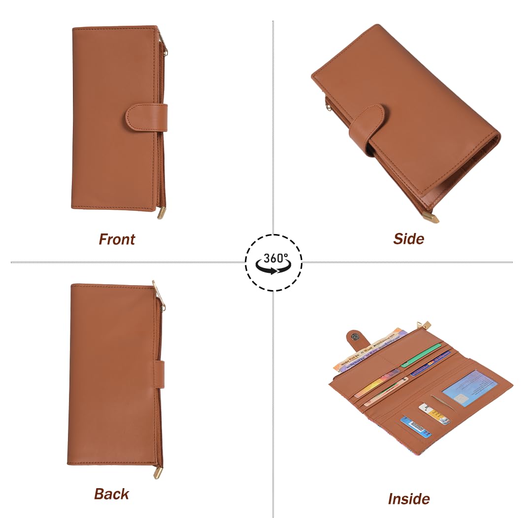 ShopMantra Wallet for Women's | Clutch |Two Fold Wallet| Vegan Leather | Holds Upto 10 Cards 1 ID Slot | 2 Notes & 1 Coin Compartment | Magnetic Closure| (Tan)