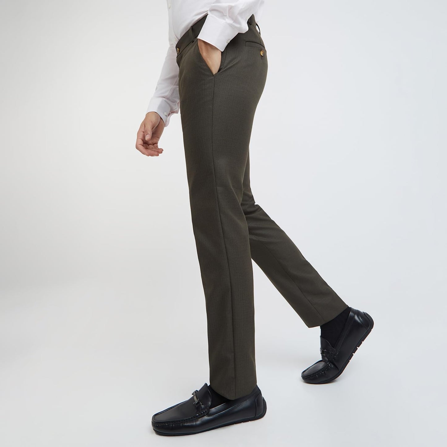 Raymond Men's Slim Fit Structure Pattern Poly Viscose Blend Flat Front Formal Trouser (Size: 32)-RMTS05509-O7 Dark Brown, Mid Rise