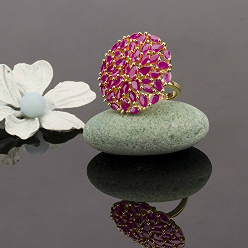 Jewels Galaxy Elegant Pink Meenakari Delicate Design Gold Plated Traditional Adjustable Ring Jewellery For Women & Girls (MYN-RNG-5707)