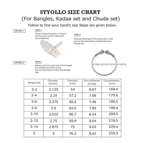 STYOLLO Crystal Kashmiri Ghungroo Glass Kada For Women & Girls | Decorative Stone Pattern | Festival Party Jewelry | Glass Bangle For Gift - Set of 4 (SYL_ABS6-Surf-2.8)
