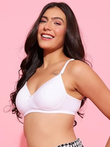 Clovia Women's Padded Non-Wired Full Coverage Multiway T-Shirt Bra (BR5200T18_White_32C)