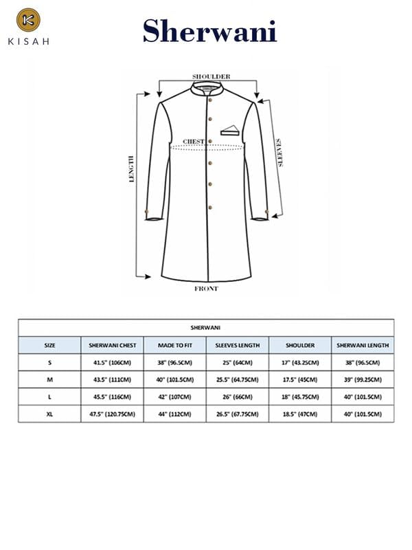 KISAH Men's Indo-Western Sherwani Trouser Set, Olive Silk Blend, Woven Design Regular Fit Mandarin Collar Long Sleeves (XL)