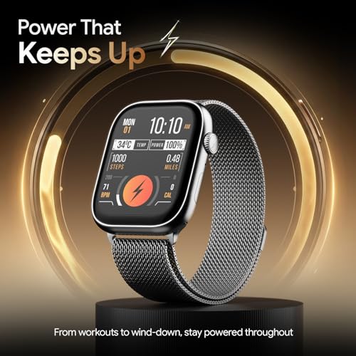 Fire-Boltt Ninja X Ring Smart Watch 1.96" Always On Display Bluetooth Calling, Voice Assistant, SpO2 & Heart Rate, 120+ Sports Modes, IP67 Waterproof Smartwatch for Men & Women - Silver Link