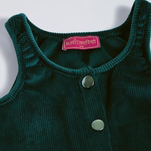 Hopscotch Girls Green Sleeveless Striped Pinafore Dress with Blouse for Age (2-3 Years)