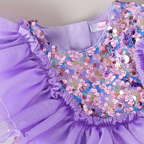 Hopscotch Girls Lilac Short Sleeves Sequined Ruffle Party Dress for Age (4-5 Years)
