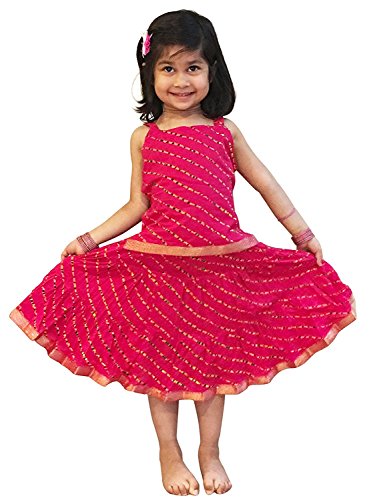 DIAMO Girl Cotton readymade Lehenga choli (KID226--parent_Pink_3 Months-6 Months)