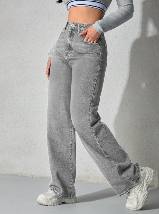 Ben Martin Baggy Jeans for Women || Women,s Loose Jean Pants || Oversized Jean's for Women's || Wide Leg Jean,s for Woman || Casual Jins for Woman's || Loose Jin Pant for Woman,s Grey 02-38