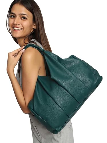 MINI WESST Women's Western Casual Solid Zip Handheld Bag | Ideal for Office, College & Everyday Use, Green