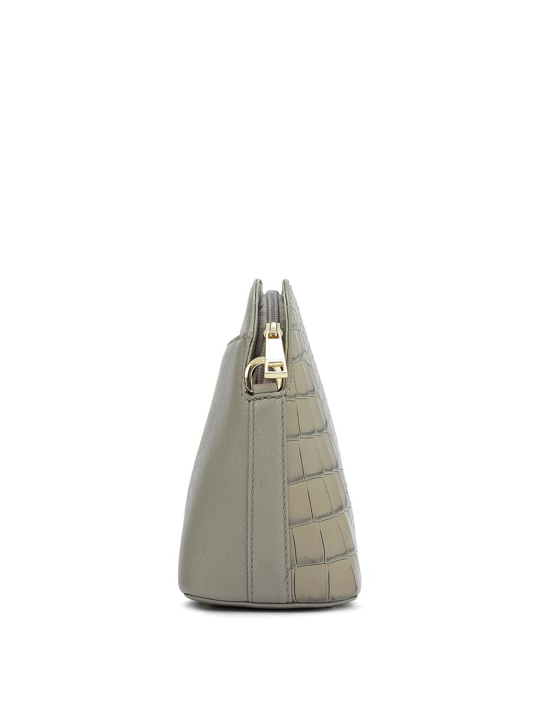 Da Milano Genuine Leather Grey Sling Bag (01524) (Small)