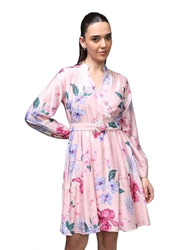Kazo Lexington Mini Dress with Belt (Pink_L)